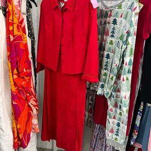 Elegant Red Skirt Set